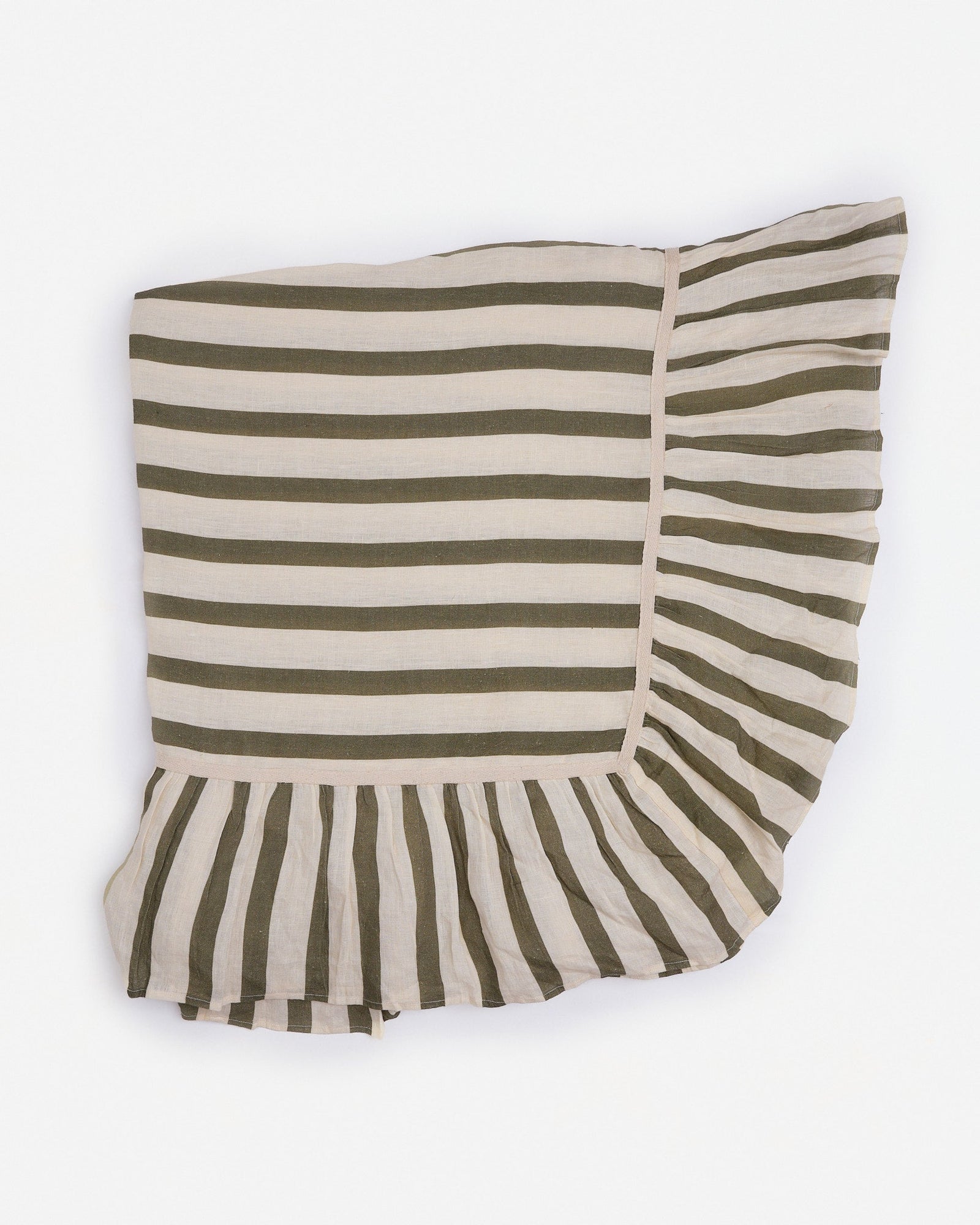 Olive & Ivory Thin Stripe Tablecloth Extra Long