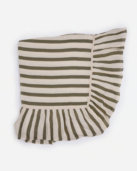 Olive & Ivory Thin Stripe Tablecloth Extra Long