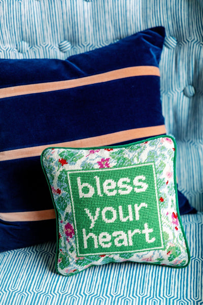 Bless Your Heart Needlepoint Pillow - Furbish Studio