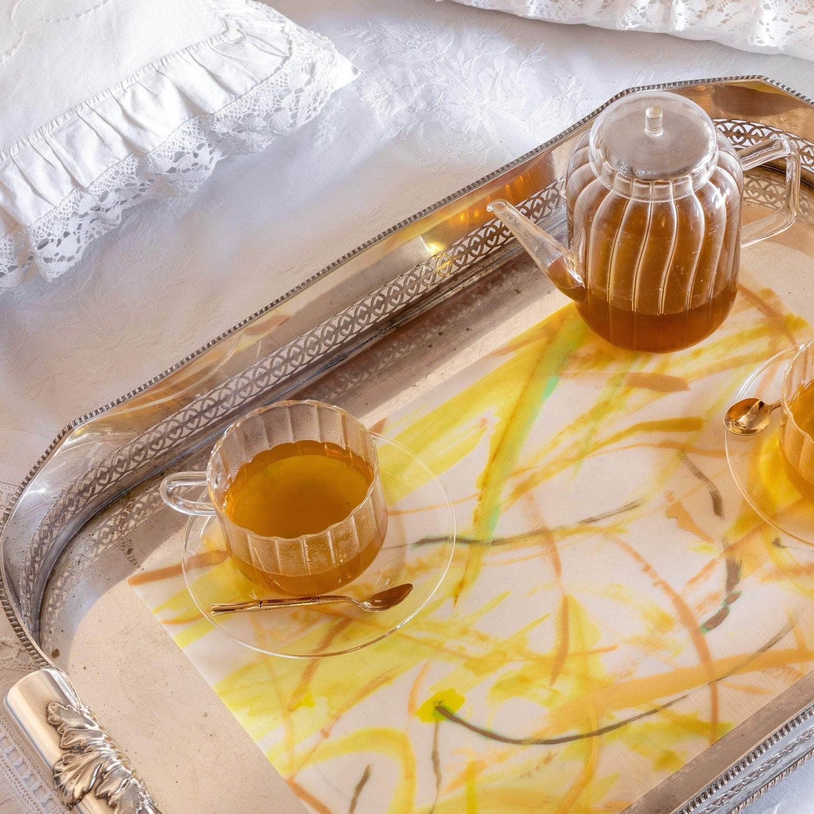 Hand Painted Roman Breeze Rectangular Placemats Set of 2 Cream