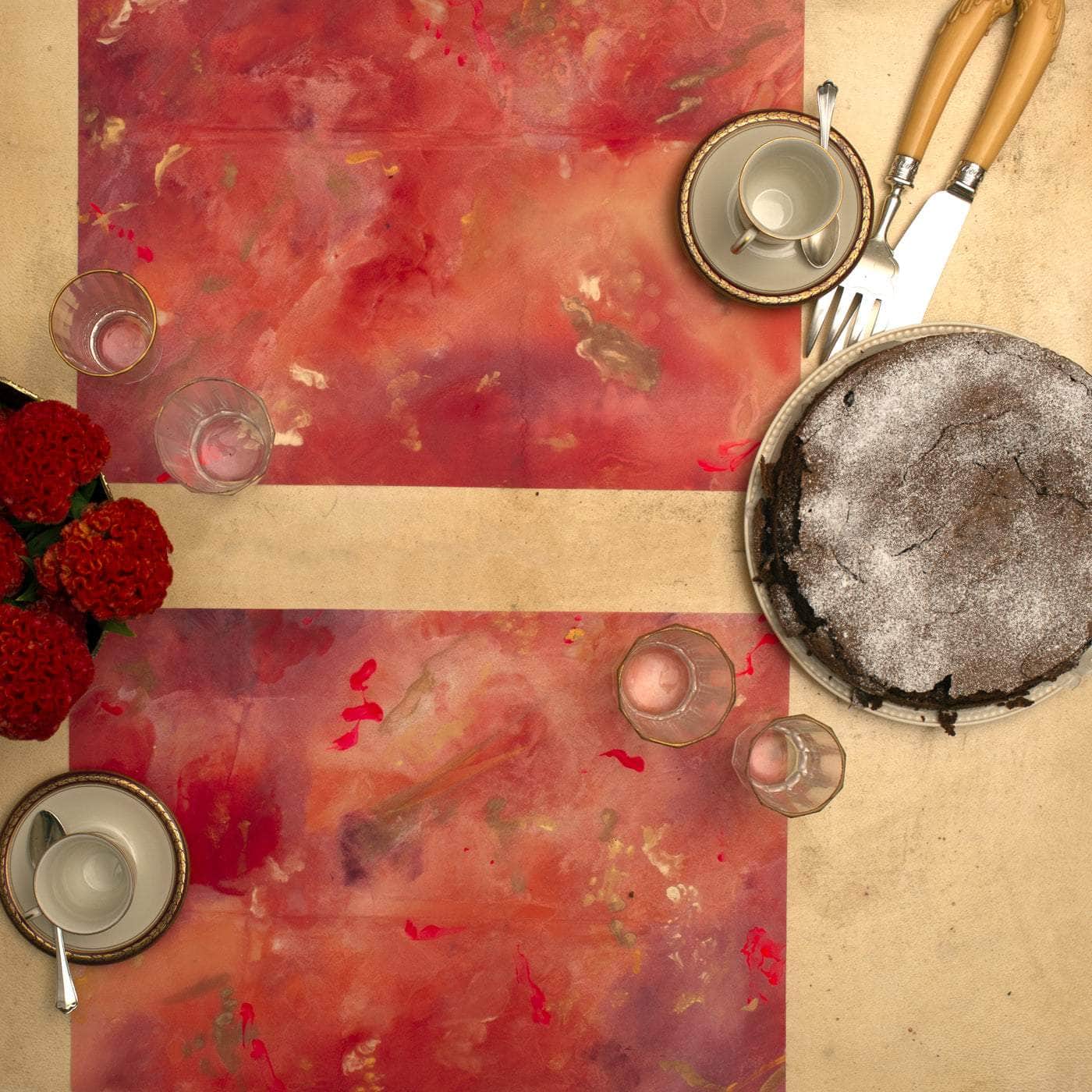 Hand painted Dafne Rectangular Placemats Set of 2 Crimson