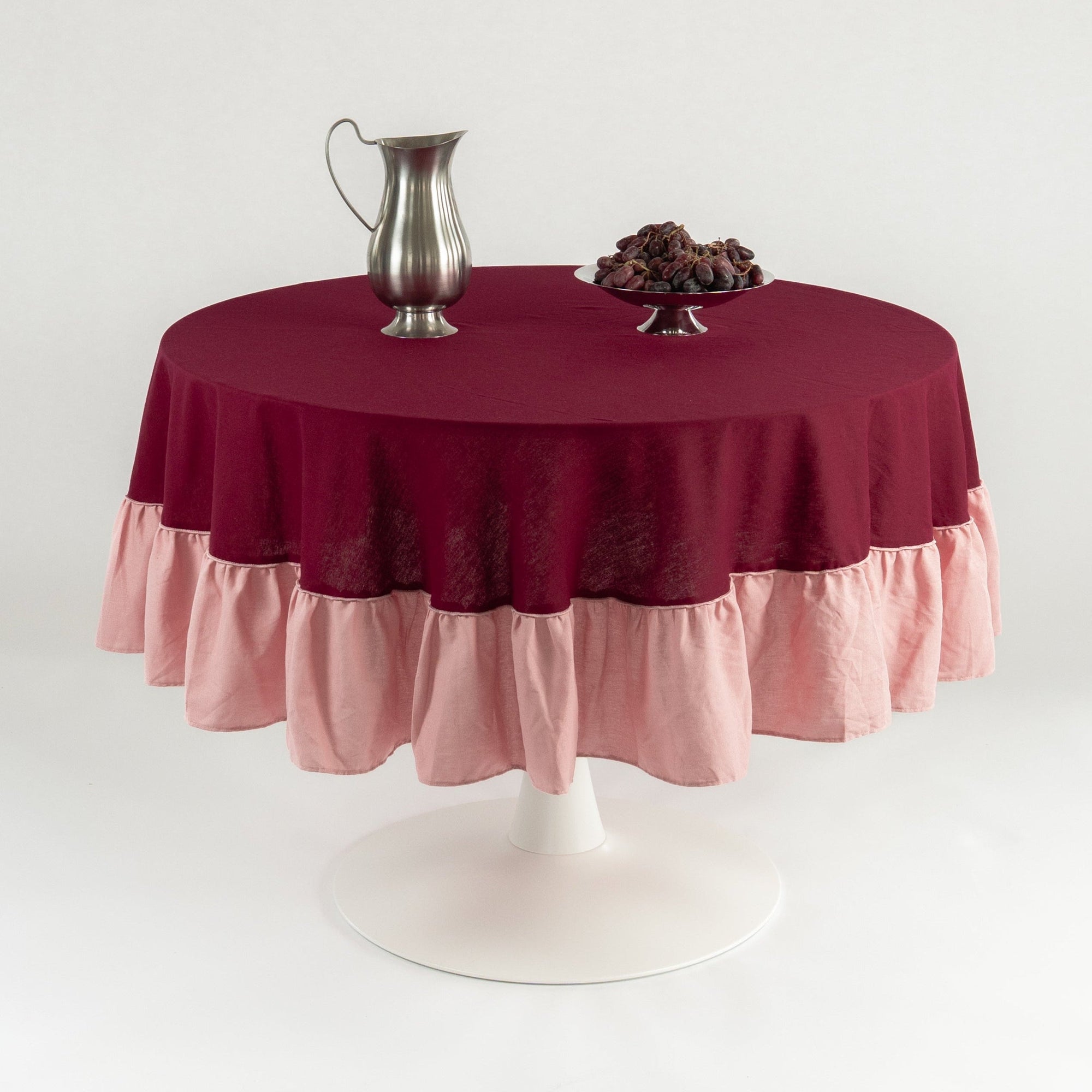 Tafelkleed rond ruffle cherry/roze