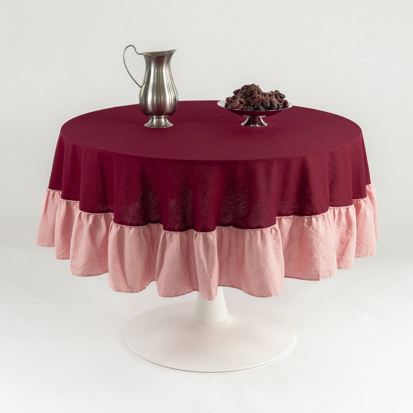 Tafelkleed rond ruffle cherry/roze
