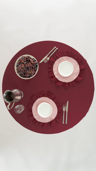 Tafelkleed rond ruffle cherry/roze