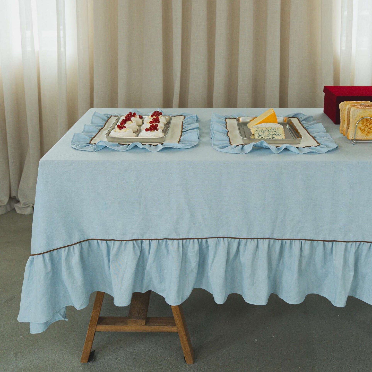 Ruffle Tablecloth, Blue