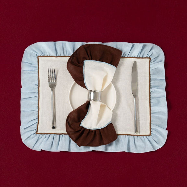 Placemats Set (2), Ruffle, Blue