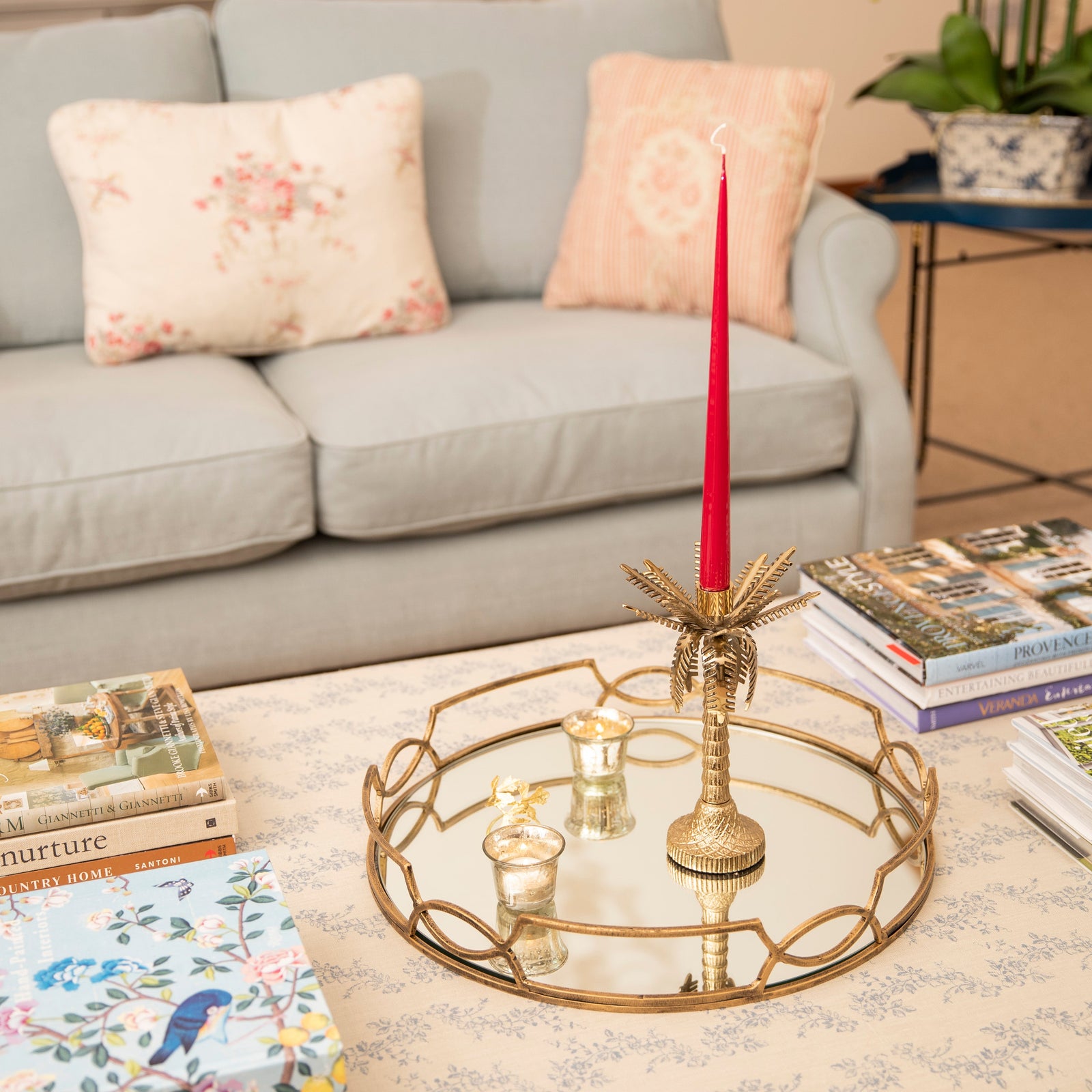 Golden Palm Tree Candle Holder