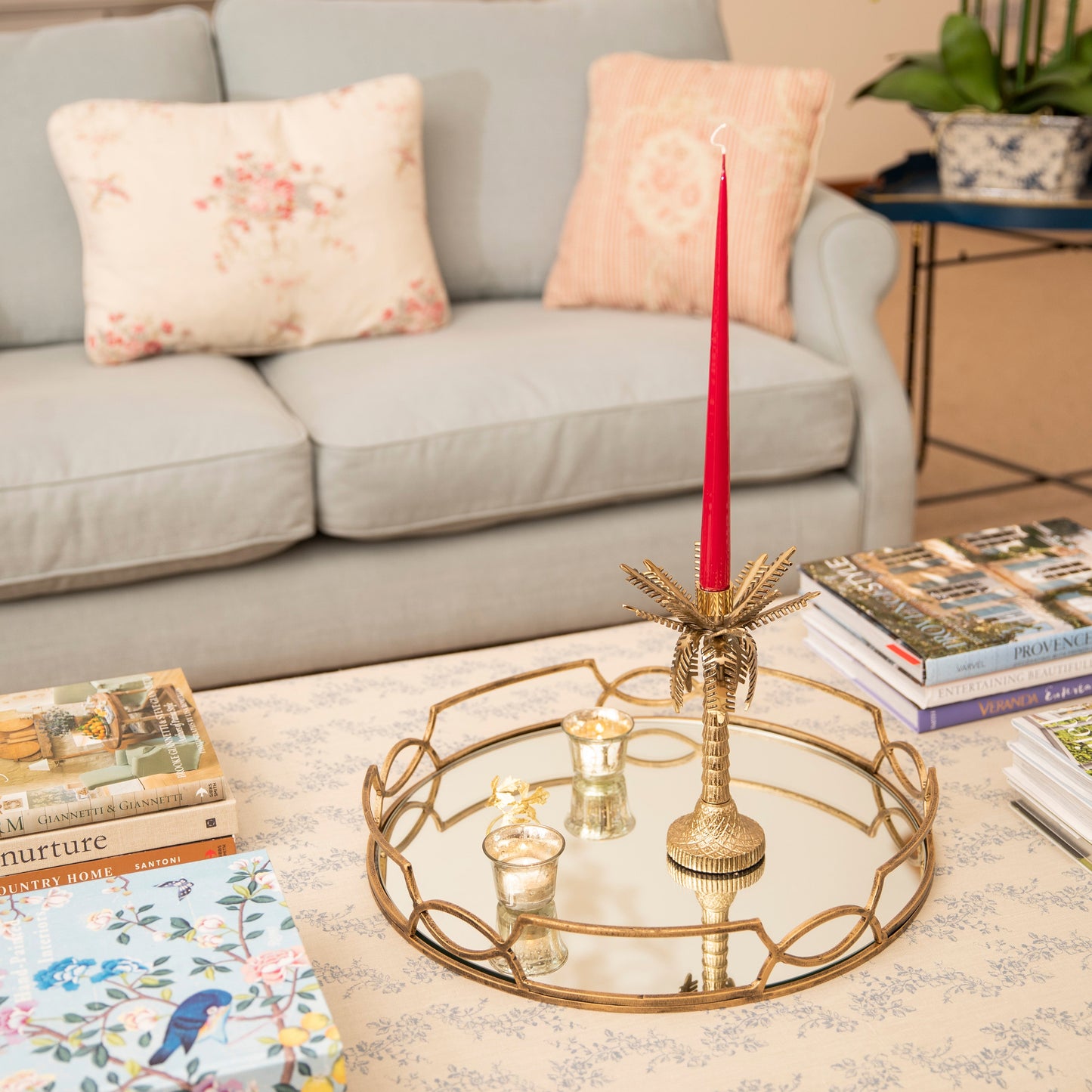Golden Palm Tree Candle Holder