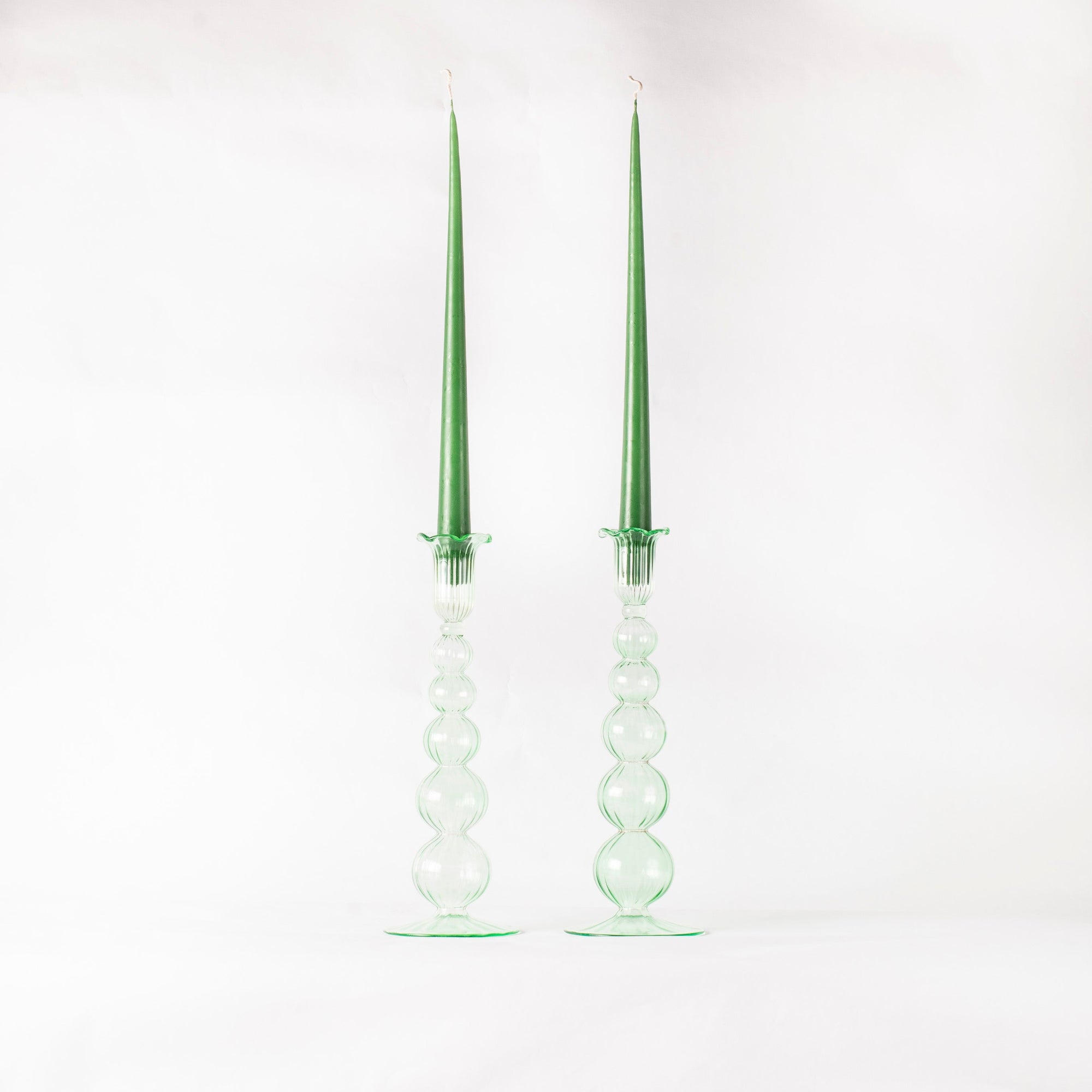 Handblown Glass Candle Holders - Set of Two