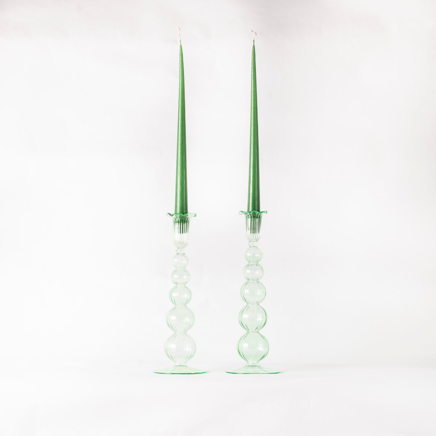 Handblown Glass Candle Holders - Set of Two