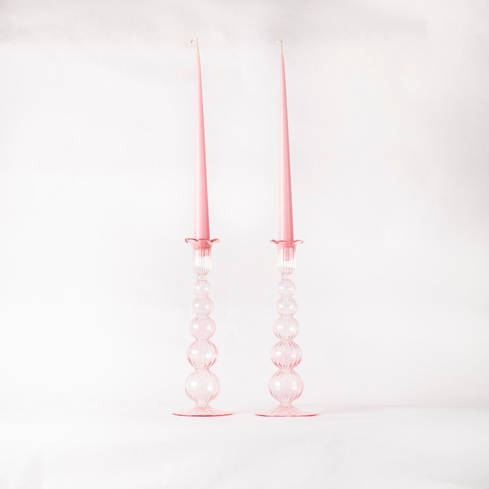 Handblown Glass Candle Holders - Set of Two