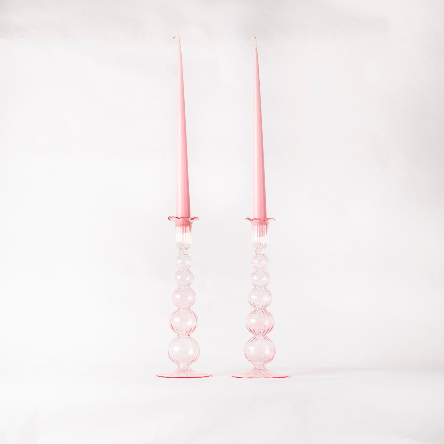 Handblown Glass Candle Holders - Set of Two
