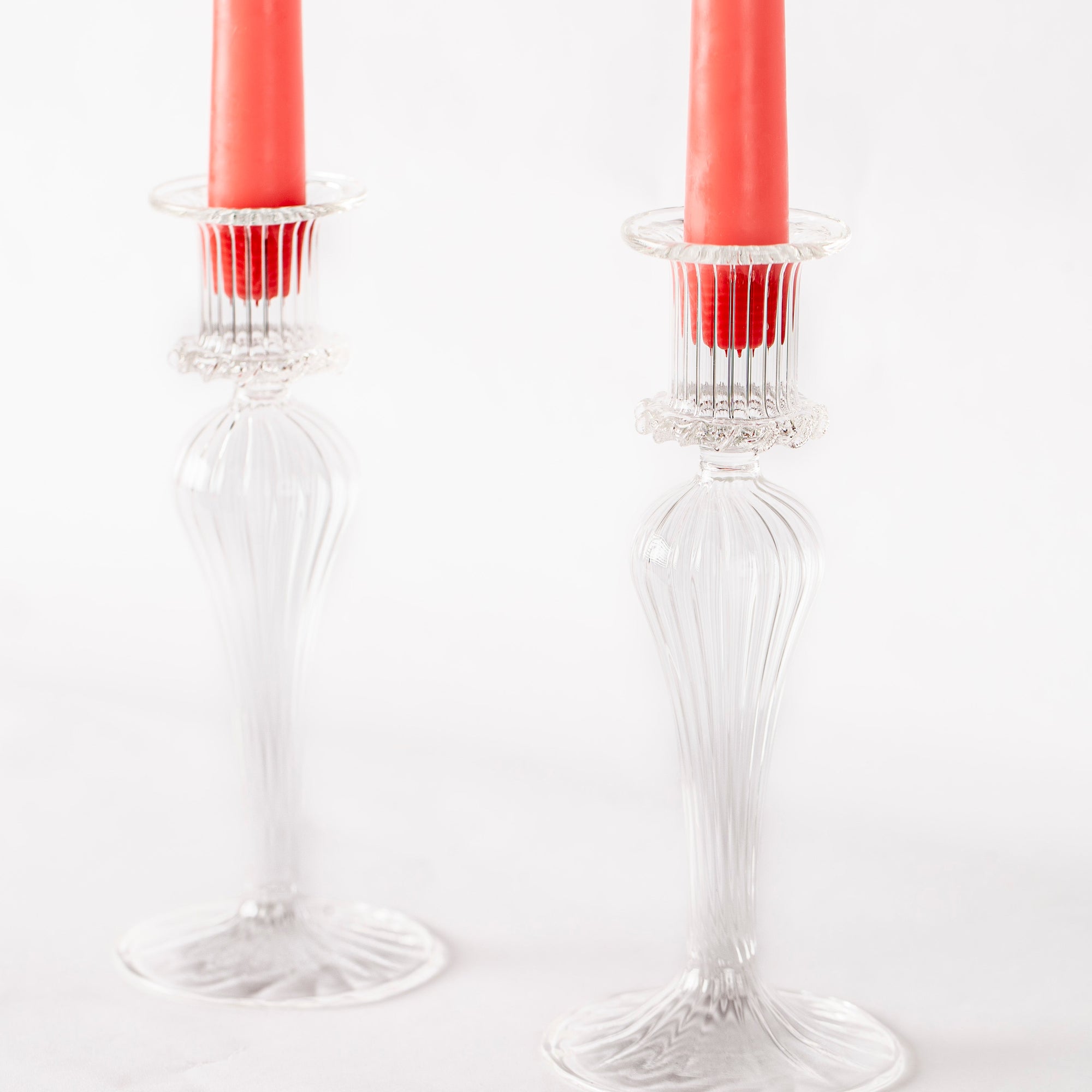 Handblown Glass Candle Holders - Set of Two