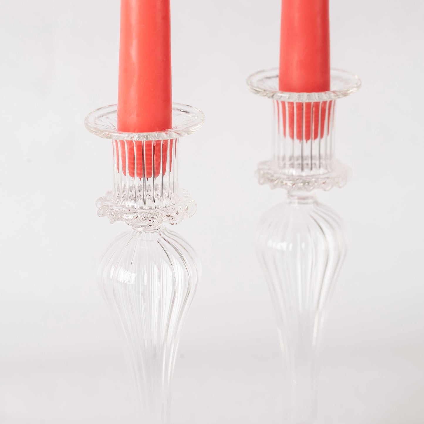 Handblown Glass Candle Holders - Set of Two