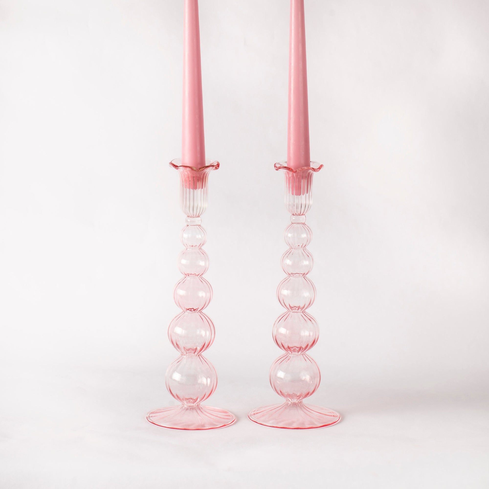 Handblown Glass Candle Holders - Set of Two