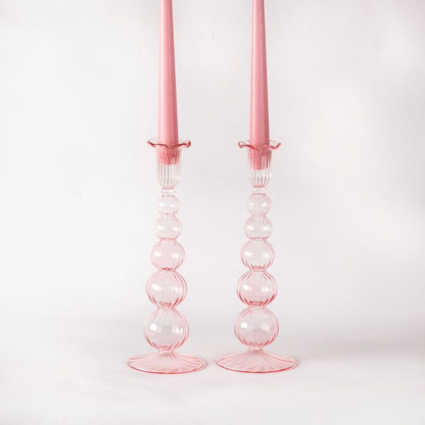 Handblown Glass Candle Holders - Set of Two