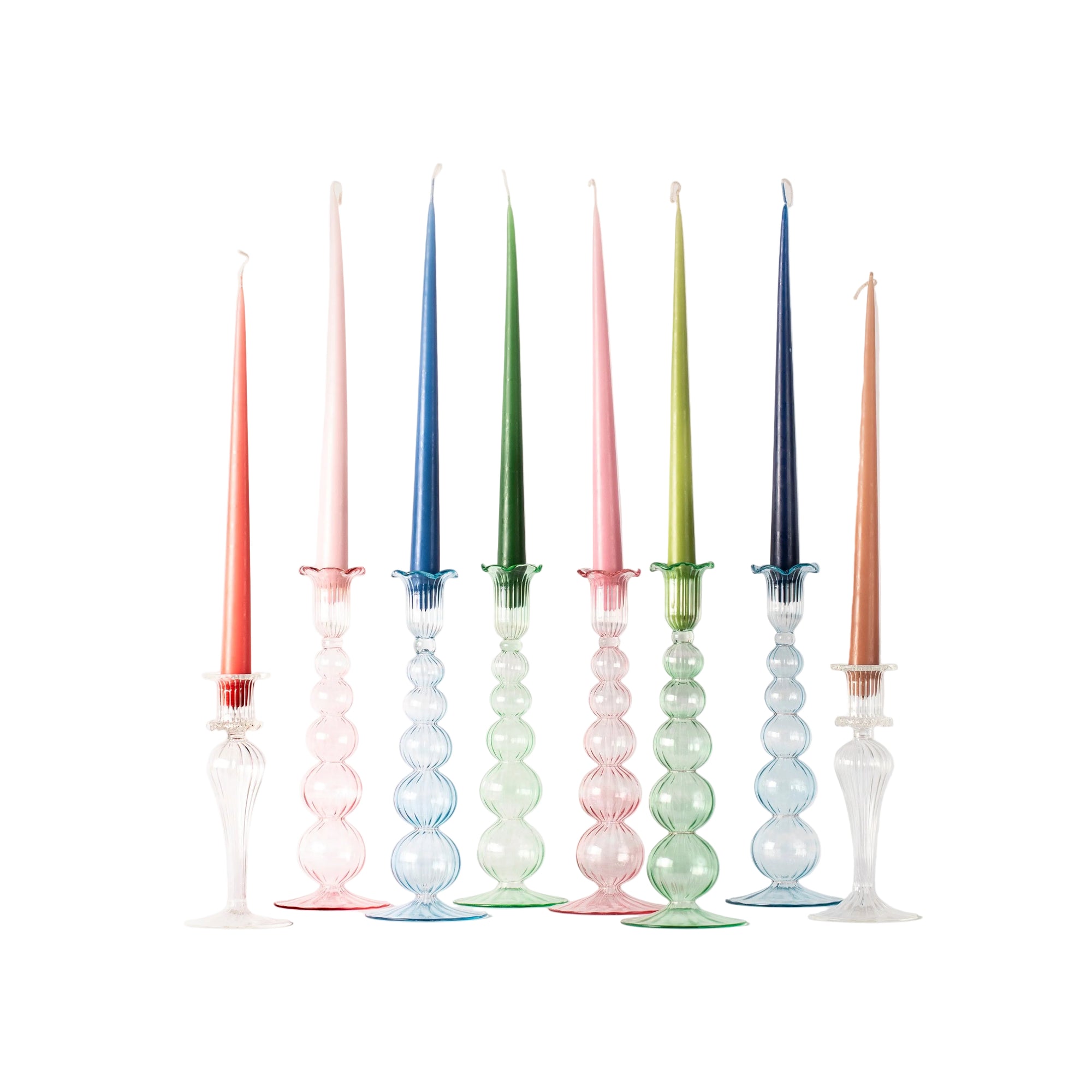 Handblown Glass Candle Holders - Set of Two