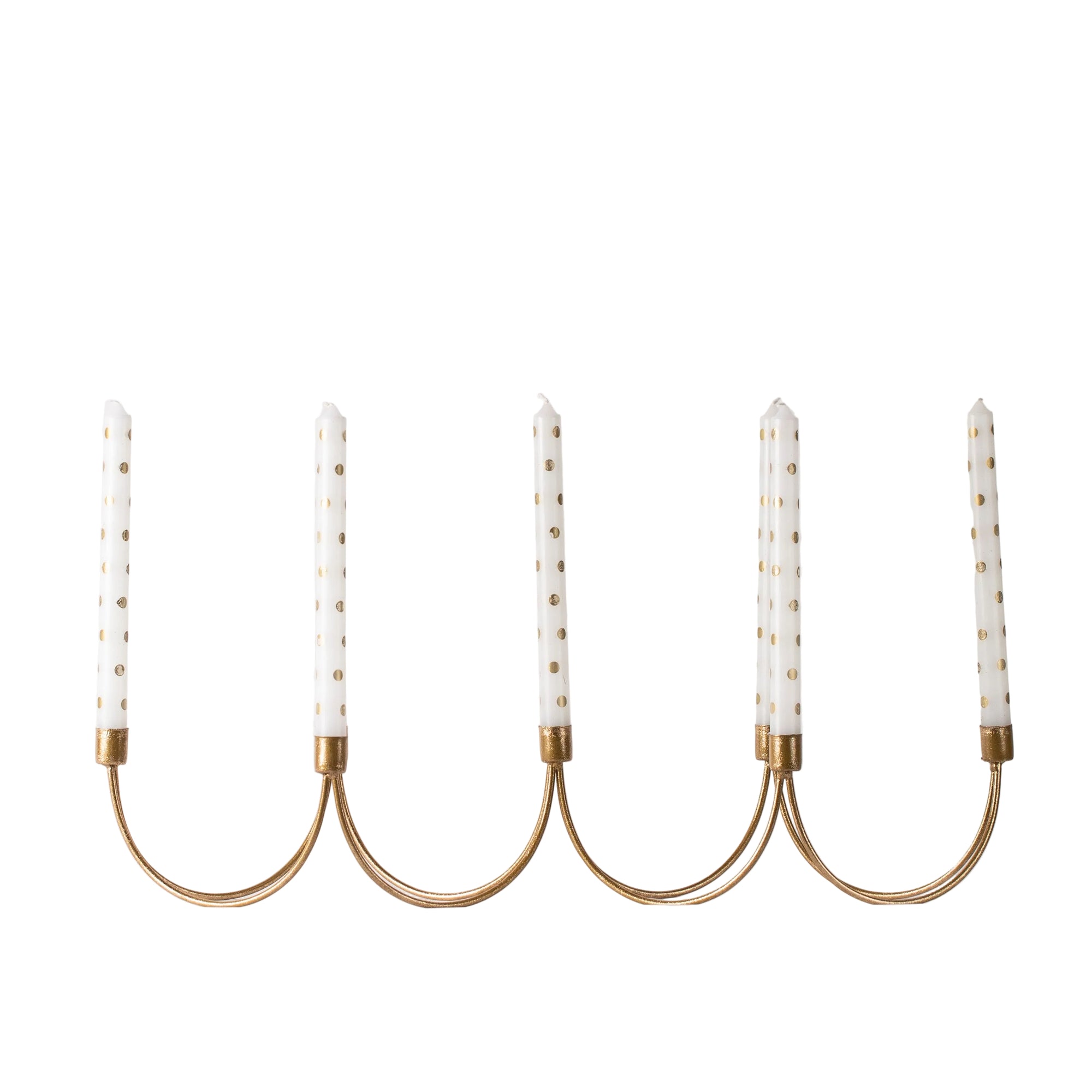 White and Gold Dotty Candles - Set of Four