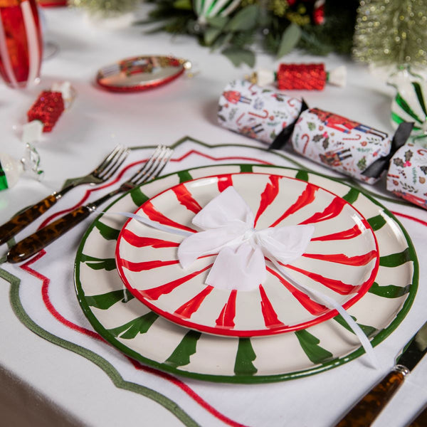 Red Candy Cane Ceramic Salad Plates