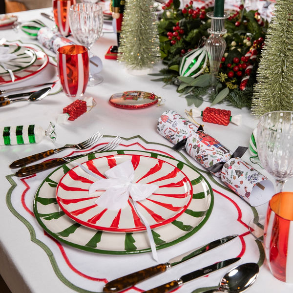 Green Candy Cane Ceramic Dinner Plates