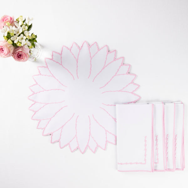 White & Pink Abacaxi Napkins - Set of Four