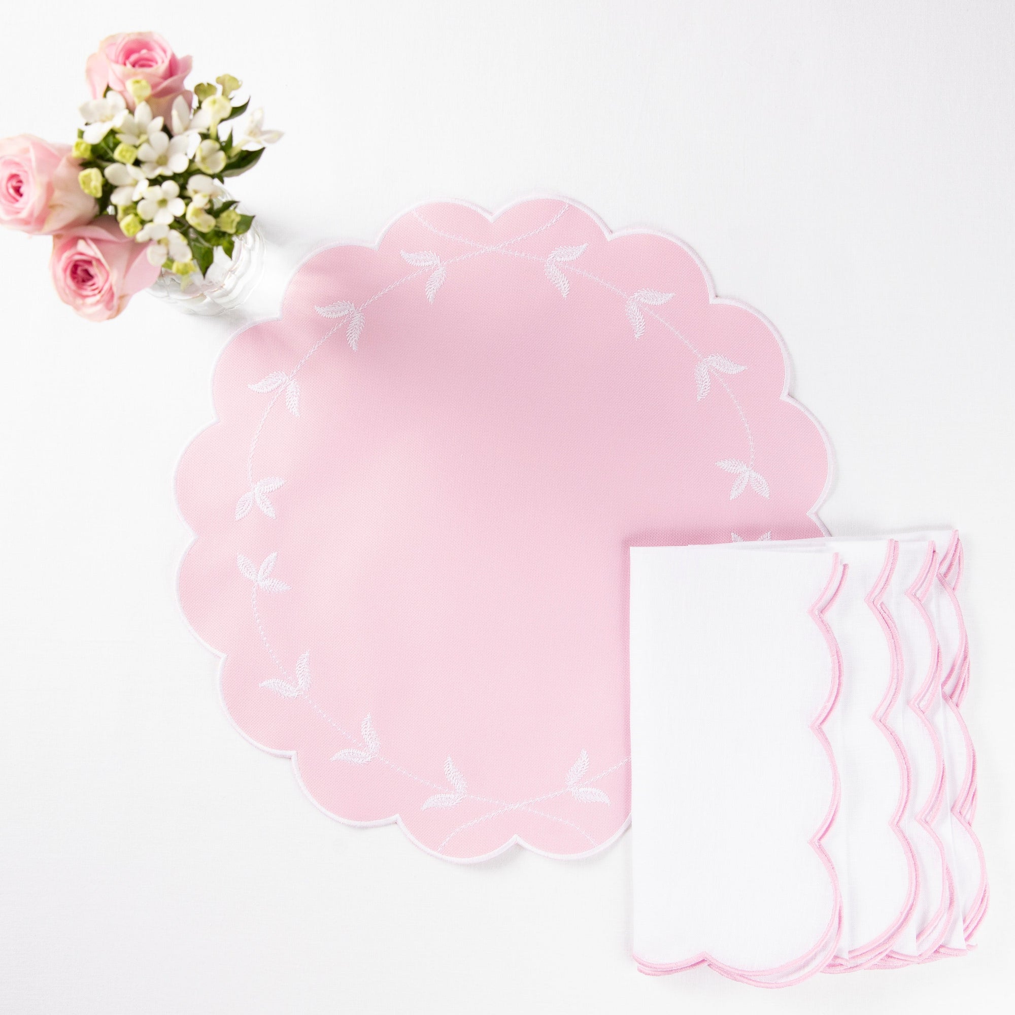 White Scalloped Edge Napkins - Set of Four