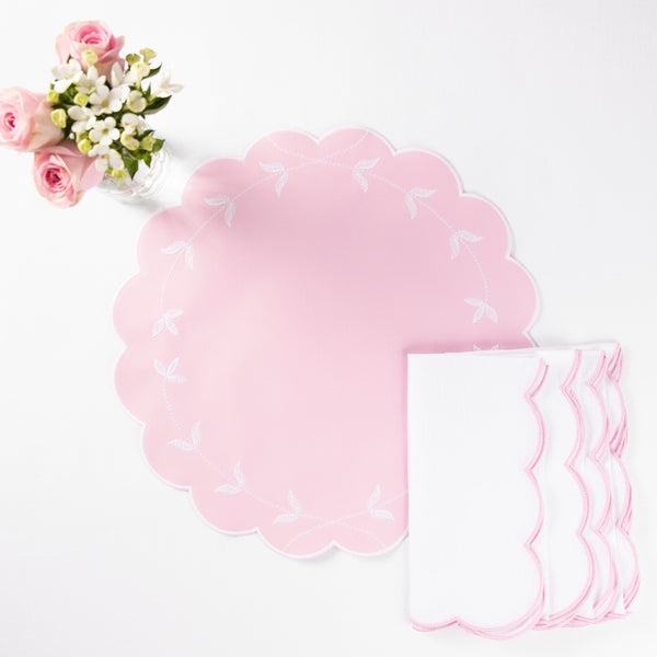 White Scalloped Edge Napkins - Set of Four