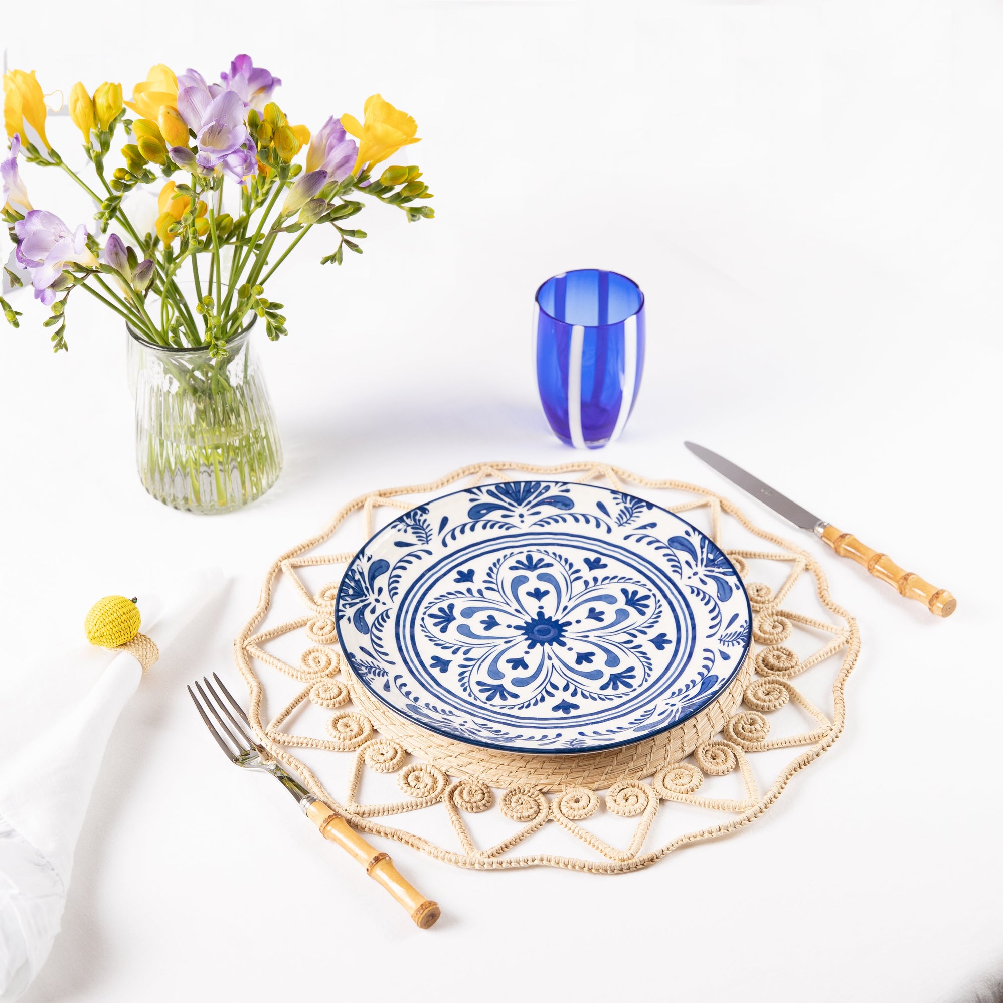 Blue Gessato Glasses - Set Of Two