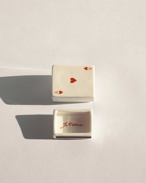 Mini Ace Of Hearts’ Ceramic Matchbox_Old