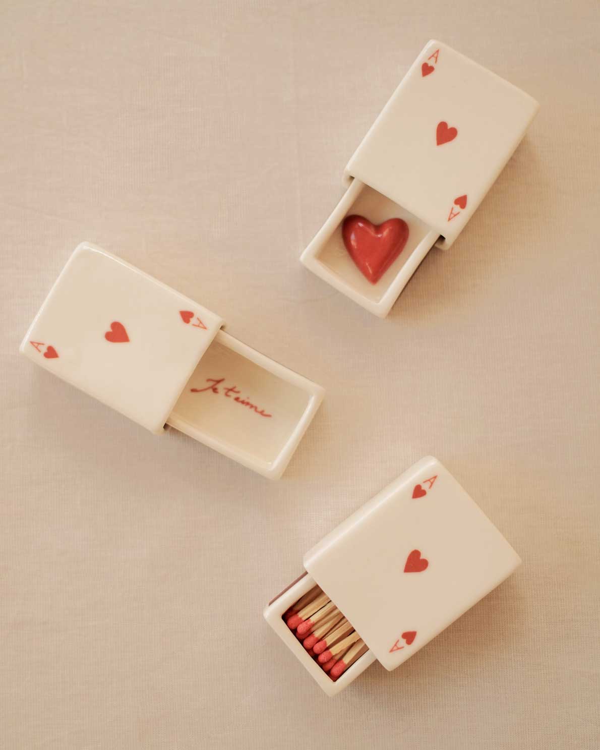 Mini Ace Of Hearts’ Ceramic Matchbox_Old