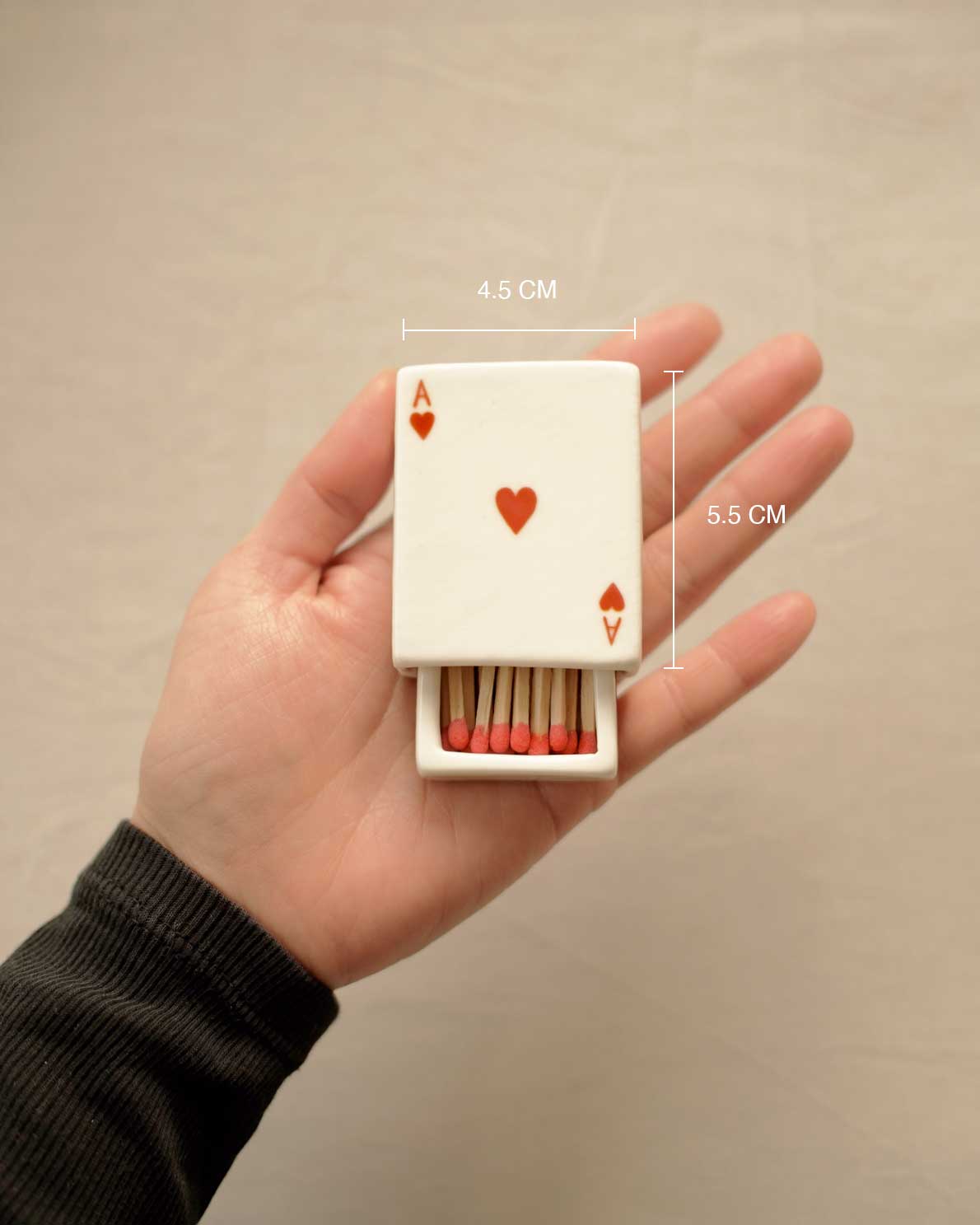Mini Ace Of Hearts’ Ceramic Matchbox_Old