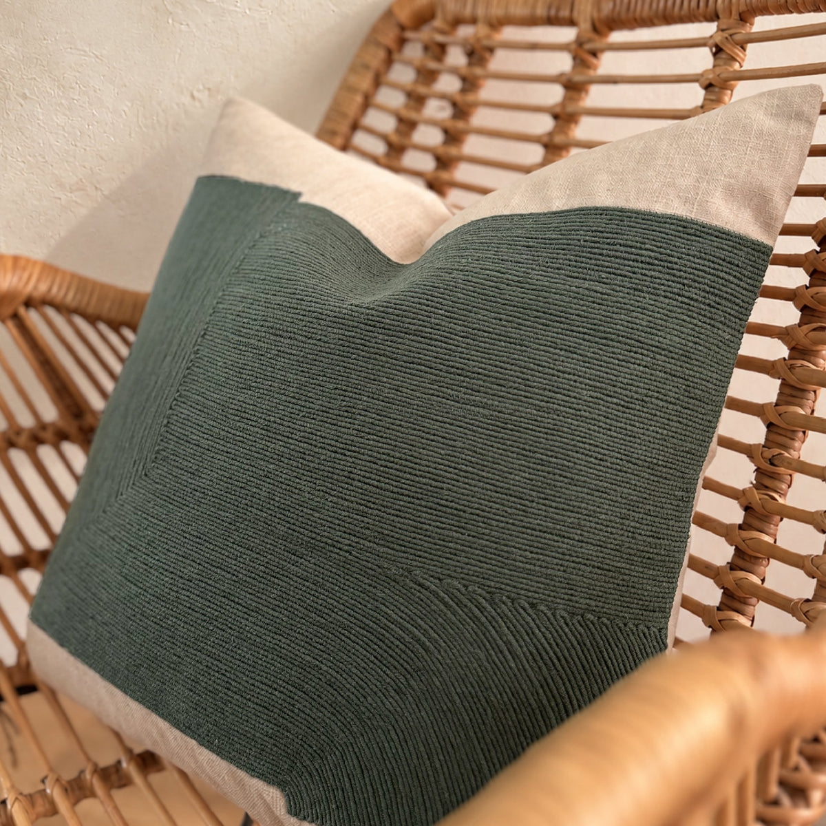 Embroidered Ada Cushion - Sage Green