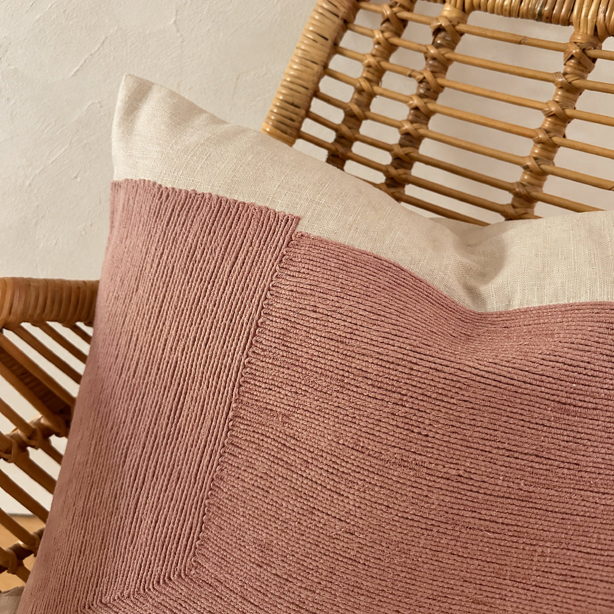 Embroidered Ada Cushion - Dusty Pink