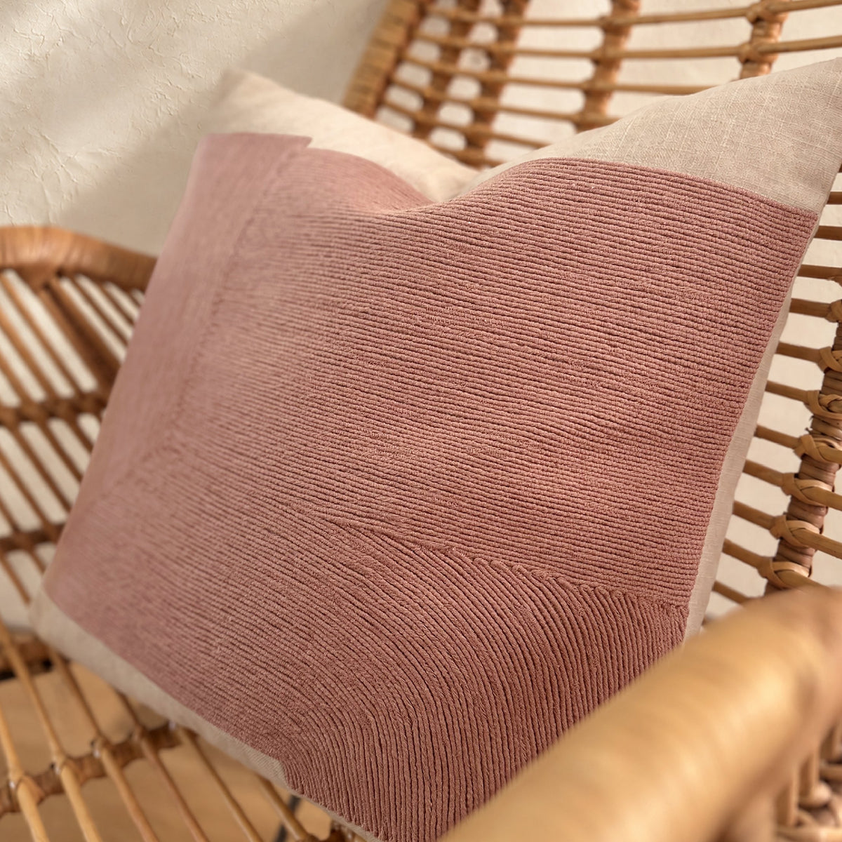 Embroidered Ada Cushion - Dusty Pink