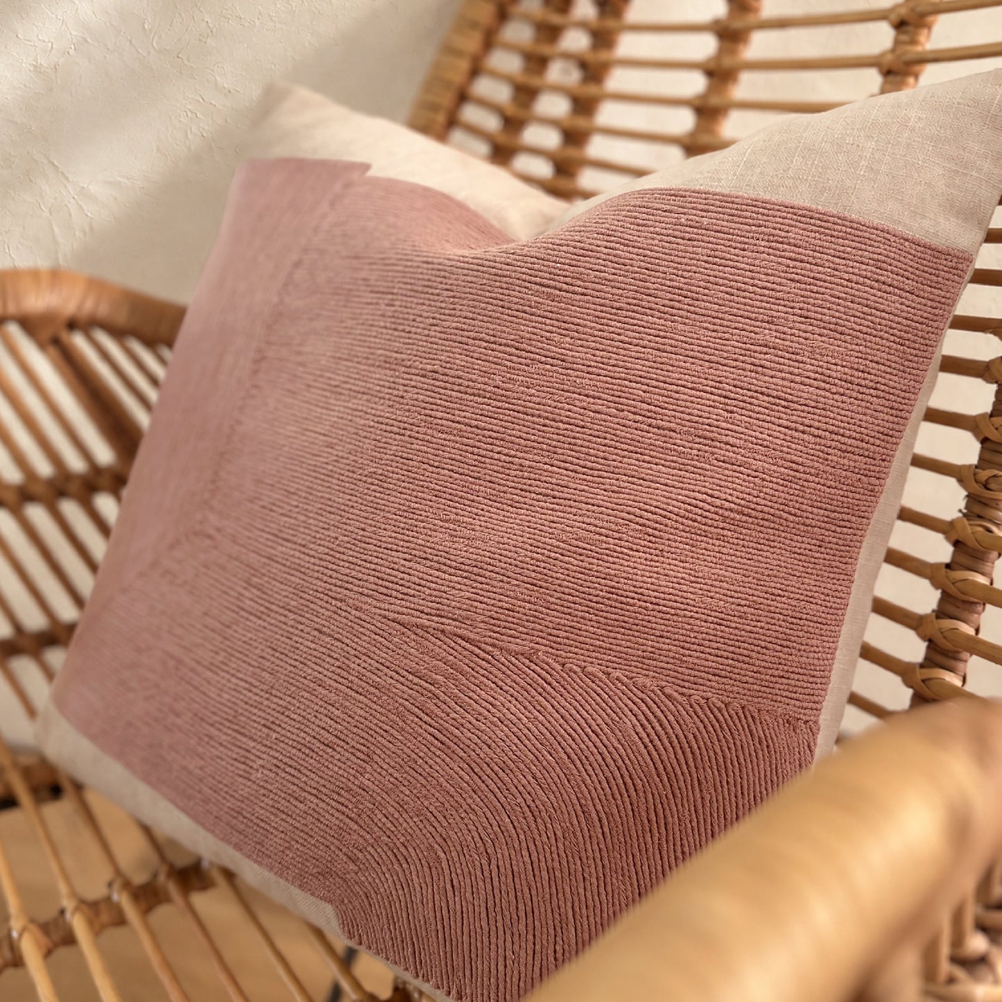 Embroidered Ada Cushion - Dusty Pink