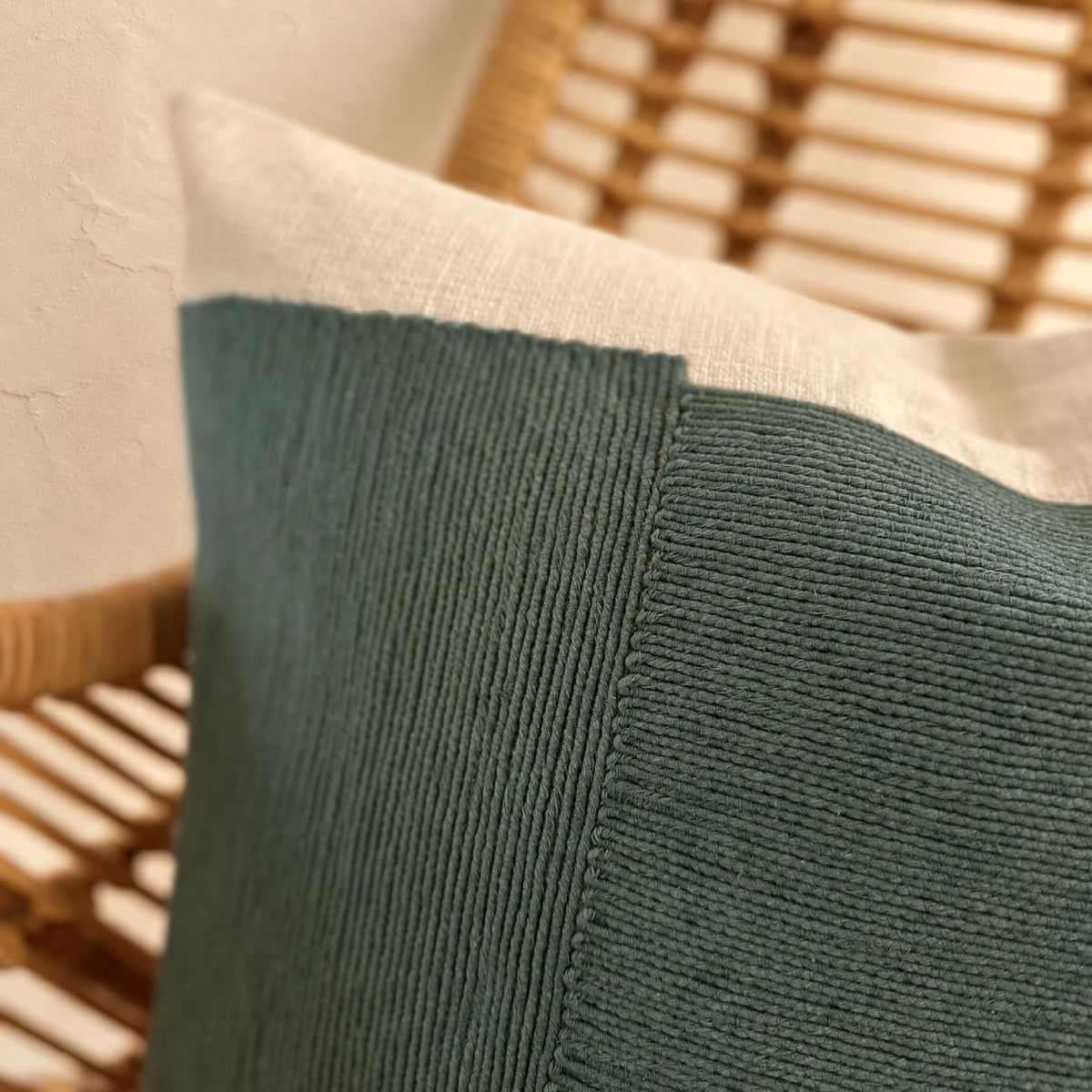 Embroidered Ada Cushion - Sage Green