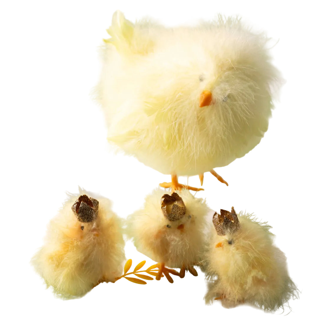 Yellow Fluffy Chicks - Set of Three