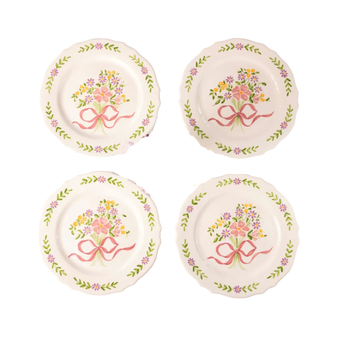 Hand-painted Scalloped Edger Floral Posy Dinner Plate