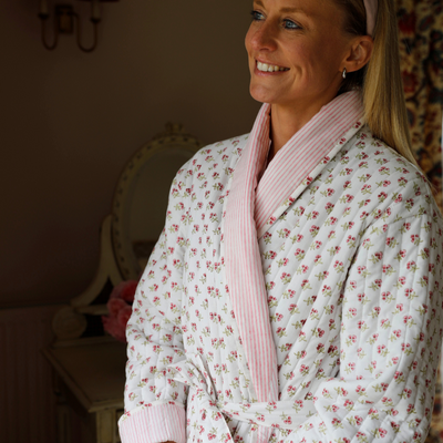 Adult Pink Ditsy Cotton Dressing Gown
