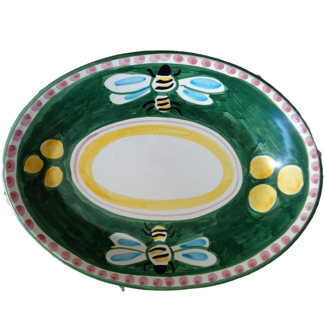 Oval Plate 30cm Green Bee