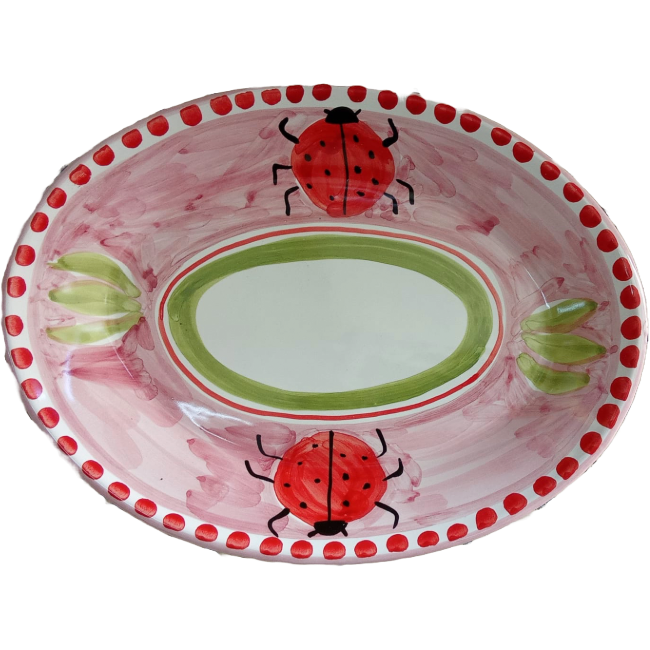 Oval Plate 30cm Pink Ladybird
