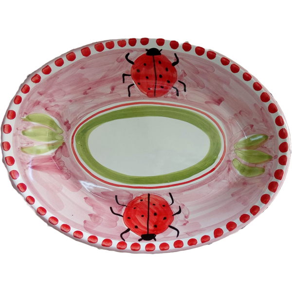 Oval Plate 30cm Pink Ladybird