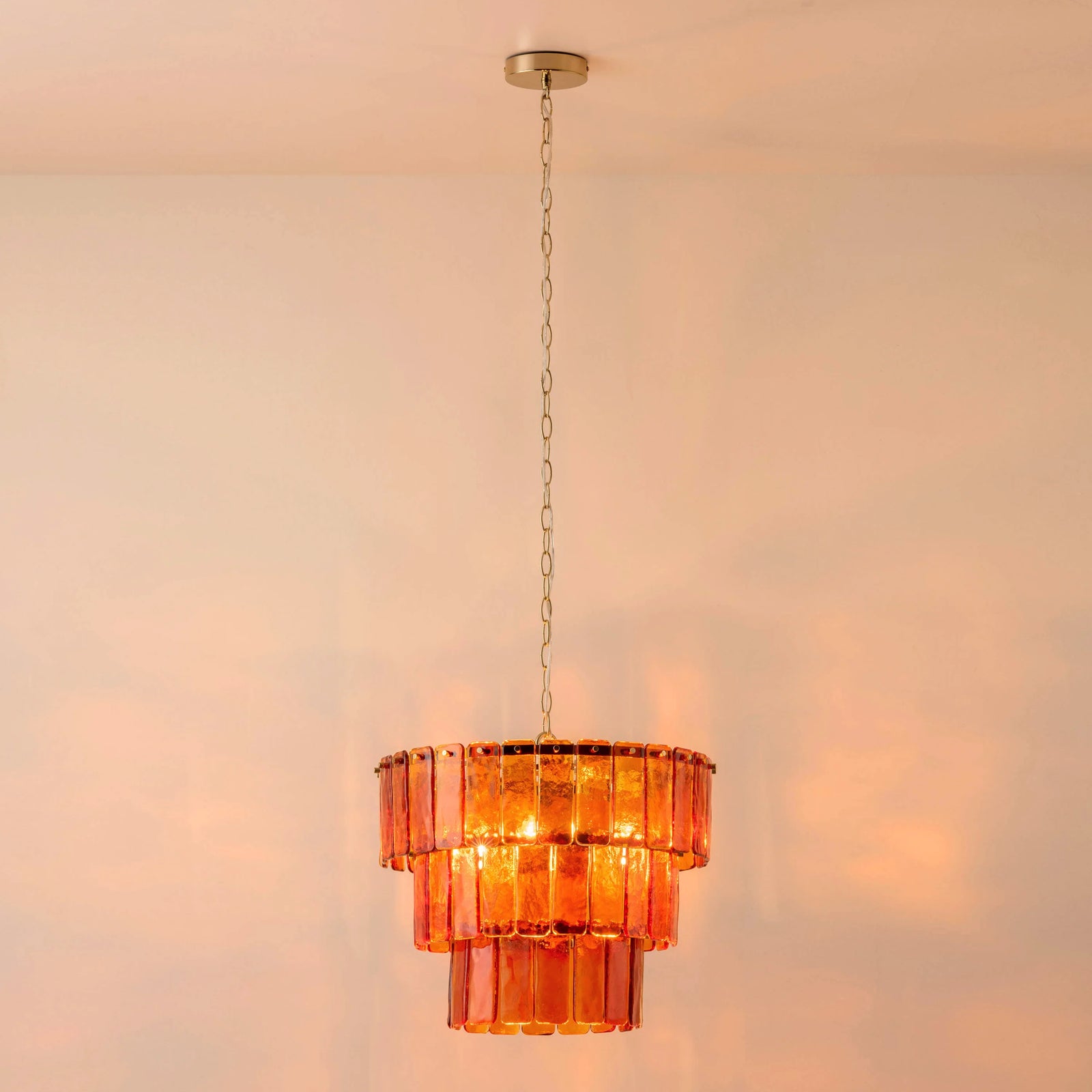 Amber Glass 3 Tiered Chandelier