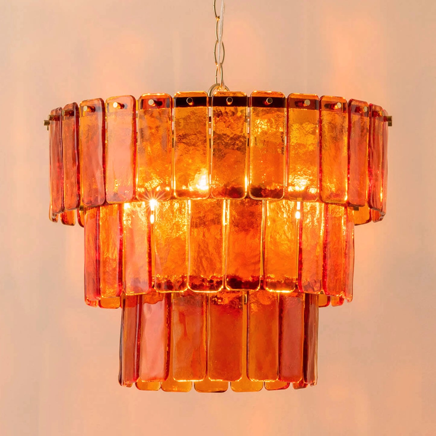 Amber Glass 3 Tiered Chandelier