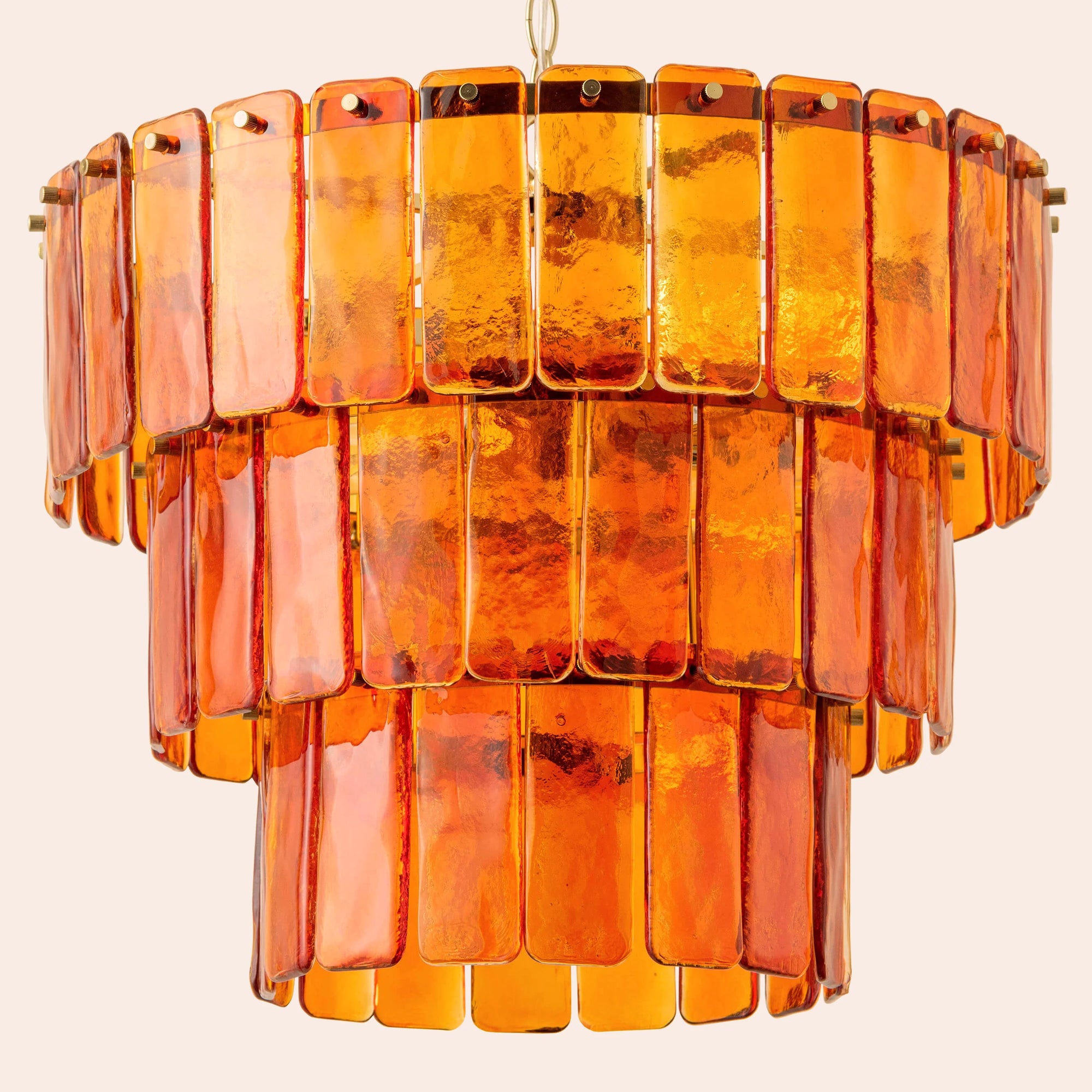 Amber Glass 3 Tiered Chandelier
