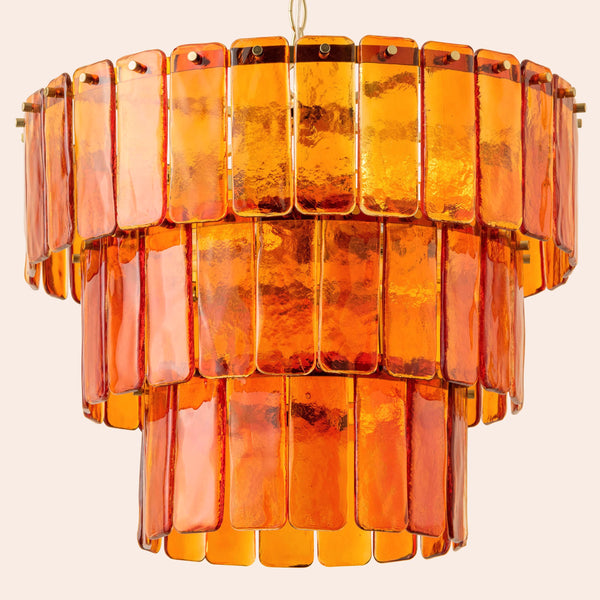 Amber Glass 3 Tiered Chandelier