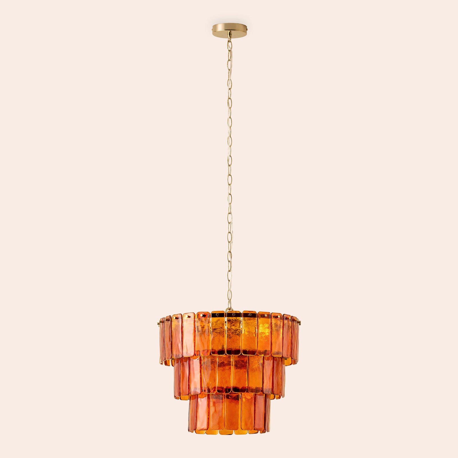 Amber Glass 3 Tiered Chandelier