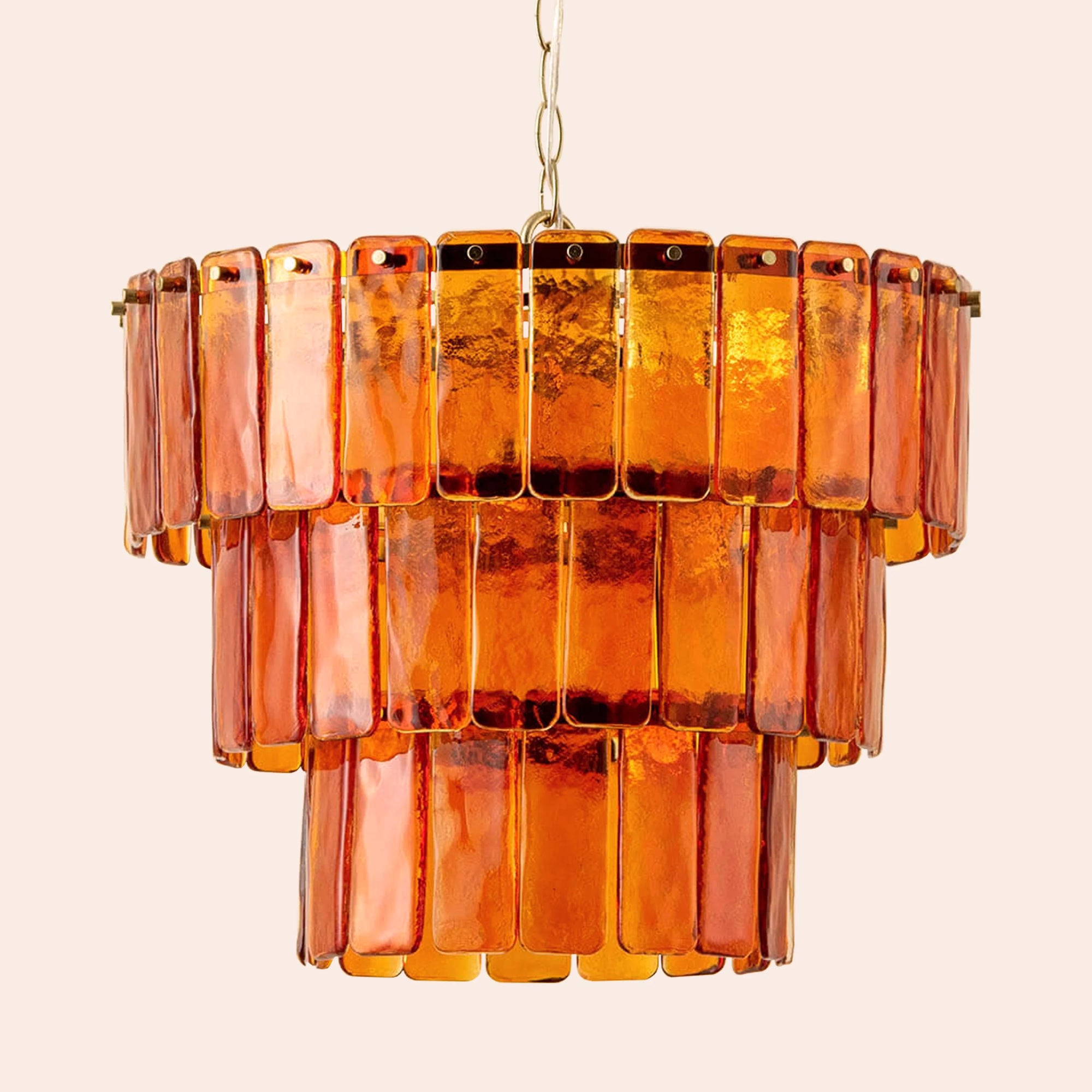 Amber Glass 3 Tiered Chandelier