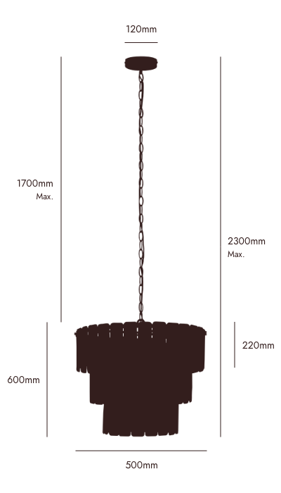 Amber Glass 3 Tiered Chandelier