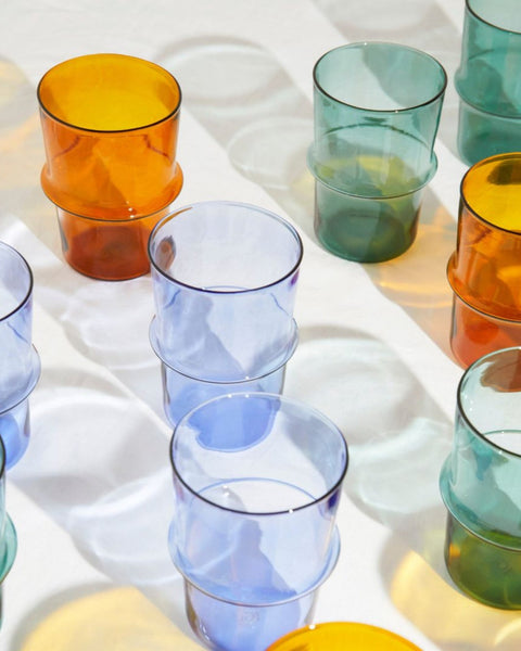 Issy Granger Amber Glass Ridge Tumbler Water Glass